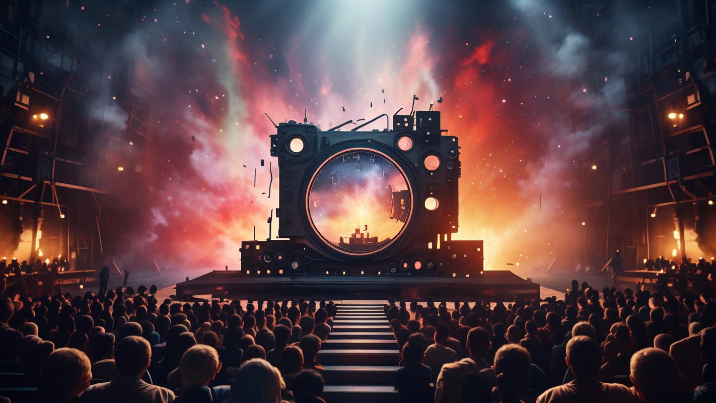 文艺表演海报背景,舞台灯光璀璨